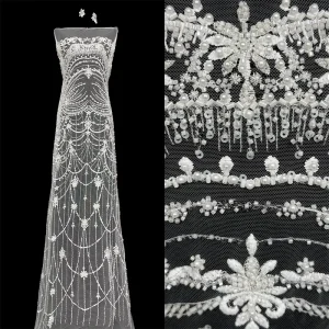 Luxury High Quality Heavy Beaded Lace Fabric for Wedding Accessories