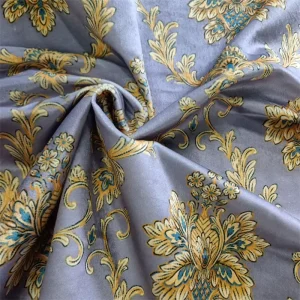 Luxury High Quality Knitted Flame Retardant Custom Design Polyester Print Shiny Velvet Curtain Fabric for Middle East