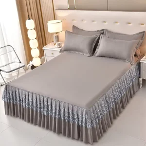 Luxury Hot Selling Super Soft Polyester 500TC Customized Size Print Lace Bed Skirt Available in Multiple Colors