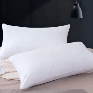 Luxury Hotel Bed Pillow Neck Support Pillow with Goose Feather Filling Modern Minimalist Pattern Eco Friendly Cotton
