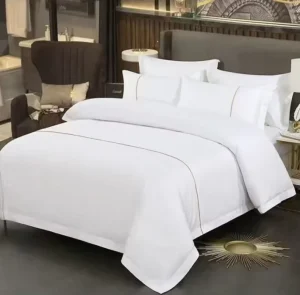 Luxury Hotel Bedding Set Queen Size Embroidered Cotton Bedlinen 5 Star Fitted & Flat Sheets