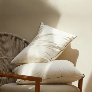 Luxury Hotel Bedding Ultra Soft Extra Fluffy Goose Pillow with Cotton Cover Breathable Neck Support Plant Pattern Bed Pillow