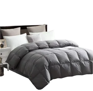 Luxury Hotel Cotton Gray Duck Goose Feather Down Winter Quilt Blanket Custom Solid Polyester Bed Duvet Comforter