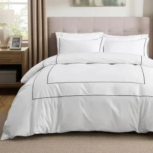 Luxury Hotel Eco Friendly 100% Cotton Embroidered Duvet Cover Set Zipper Closure 400TC Thread Count American Style Home Hospital