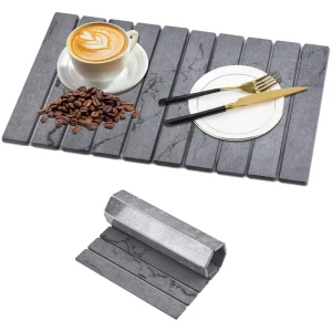 Luxury Hotel Modern Eco Friendly Anti Slip Diatomaceous Foldable Bath Door Mats Quick Drying PVC Backing for Bathroom Kitchen