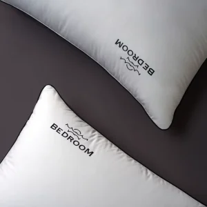 Luxury Hotel Quality Fluffy Breathable White Goose Down Feather Pillow with 100% Cotton Cover for Sleeping Neck Support