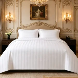 Luxury Hotel Stripe 4 Piece Bedding Set 100% Cotton 300tc Thread Count King Sized Quality Breathable Eco Friendly Durable