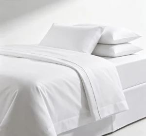 Luxury Hotel White Cotton Sateen Bedding Set 100% Cotton Air Jet Woven Lightweight 250cm Width Hotel Grade Duvet Cover Sheet