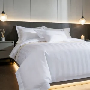 Luxury Hotel White Stripe Bedding Set 100% Cotton Duvet Cover Bed Sheet Pillowcase Hotel Linen