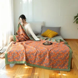 Luxury Jacquard Blanket Comfy Blanket for Summer Lightweight Cotton Bed Blanket for Bed or Couch