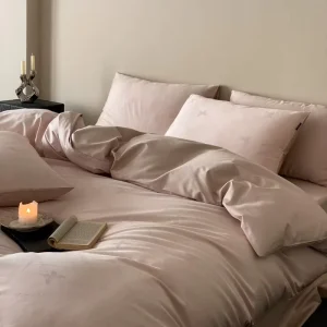 Luxury Jacquard Cotton Duvet Cover Set 4PCS Butterfly Color Block Breathable Hypoallergenic Organic