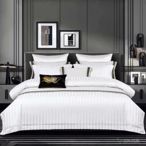 Luxury Jacquard Egyptian Cotton Like Brushed Sanding Microfiber Light White Hotel Textile Comforter Duvet Cover 3pcs Bedding Set