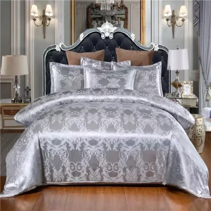 Luxury Jacquard Printed Bed Sheets 4 Piece Bedding Sets with Satin Finish Home Textile Use