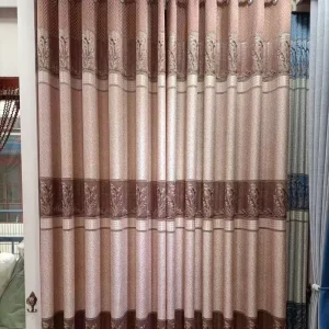 Luxury Jacquard Woven Dyed Breathable Blackout Curtain Fabrics 260 GSM Medium Weight Soft 100% Polyester 280cm