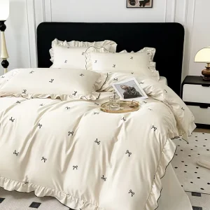 Luxury King Size Queen Bed Cooling Washed Silk Comforter Set 4 PCS Bedding Set