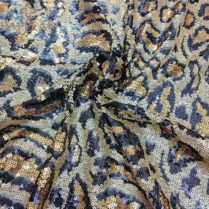 Luxury Leopard Beads Sequins Fabrics Bridal Lace Net Embroidery Fabrics for Garment