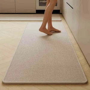Luxury Linen Machine Made Non Slip Rubber Backing Kitchen Mats Solid Color Modern Style Durable Hand Wash Runner Rugs Bath Mats