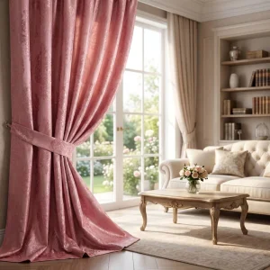 Luxury Living Room Curtain Sets Unique Heavy Weight Woven Embroidery Window Curtain