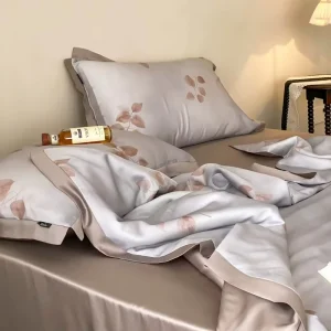Luxury Lyocell 4 Piece Floral Duvet Cover Set Breathable Wrinkle Free Eco Friendly Bed Linens