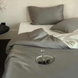 Luxury Lyocell Bedding Set Color Block Breathable Wrinkle Resistant Soft Sustainable Home Textile