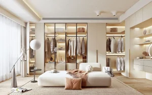 Luxury Master Suite Design Service Modern Bedroom Layout with Walk in Closet One stop Decoration with 3D Rendering and Sourcing