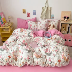 Luxury Microfiber Bed Sheet Set King Size Printed Home Cartoon Bedding Set
