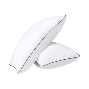 Luxury Microfiber Cooling Queen Size Hotel Bed Pillows Set 2 Soft Supportive Pillows for Back Stomach Side Sleepers Modern
