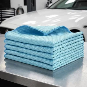 Luxury Microfiber Fish Scale Cleaning Cloth for Car Cockpit and Console Care 300gsm Scratch Free Interior Detailing Towel Set
