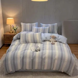 Luxury Minimalist Pure Cotton Bed Set Grade Infant Friendly Soft Breathable Duvet Cover Fitted Sheet Premium Bedding Sets