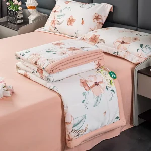 Luxury Minimalist Tulip Ice Silk Single Double Person Cotton Summer Cooling Quilt Comforter with Cover for Home Pattern Linen