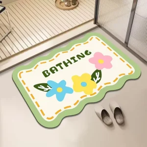 Luxury Modern Anti Slip Bath Mats Diatom Mud Rubber Backing Water Absorbing Sustainable Flat Weave Bathroom Use for