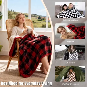 Luxury Modern Christmas Red 100% Polyester 210gsm Penguin Velvet 250gsm Sherpa Flannel Throw Blanket for Bed Sofa