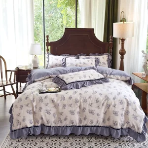 Luxury Modern Folded Cotton Bedding Set with Comforter Bed Sheets Quilt Cover and Pillowcases 400TC Polyester Filling