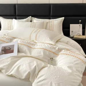 Luxury Modern Polycotton Duvet Cover Set King Size Plant Pattern Soft Breathable Supply Custom Sizes