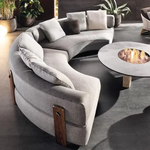 Luxury Modern Round Curved Outdoor Sectional Sofa Set Teak Furniture for Courtyard Hotels Villas Parks Garden