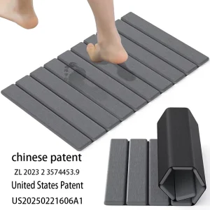 Luxury Modern Solid Anti Slip Rubber & PVC Backed Diatomaceous Earth Bath Mat Quick Dry Water Absorbent for Bathroom