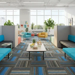 Luxury Modern Striped Cushioned 100% Polypropylene Carpet Tiles Commercial Home Use 50x50cm
