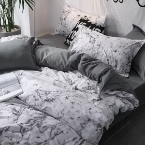 Luxury Modern Style 6 Piece Solid Comforter Set Blue King Size 100% Polyester 200TC Duvet Cover Air Permeable Machine Washable