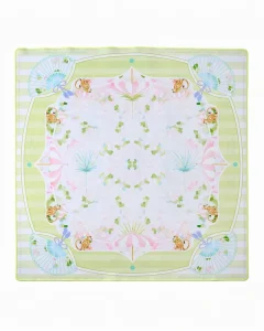Luxury Modern Turquoise Mahjong Mat 31.5×31.5 Floral Pattern White Tigers Monkeys Foldable Non Slip Portable Eco Friendly Jungle
