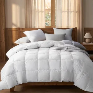 Luxury Modern White 100% Polyester Filling Comforter King Size Cotton All-Season Duvet Insert Fluffy Medium Warmth