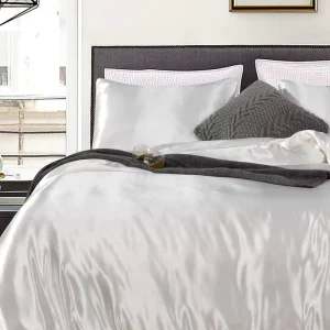 Luxury Modern White Comforter Set 7 Piece New Polyester Filled Technology Fabric Full Queen California King Size Bedding