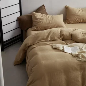 Luxury Muslin Gauze Cotton European & American Style Folded 4 Piece Bedding Set with Sheet Set and Duvet Cover