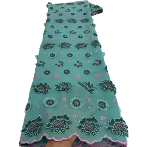 Luxury Nigeria Embroidered Swiss Voile Lace Fabric Cotton Applique Lace for Garment Voile Lace for Party