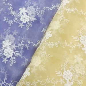 Luxury Organza Embroidery Lace Fabric, Scalloped Edge Floral Tulle for Wedding Dress, Curtains, Home Decor, Crafts