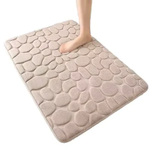 Luxury Pebble Bath Mat Non Skid Textured Quick Dry Rubber Back Machine Washable Shower Mat for Bathroom Decor