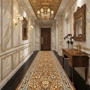 Luxury Persian Style Hallway Runner Rug Soft Non Slip Cotton Backing Machine Woven Carpet for Hotel Home and Corridor Decor