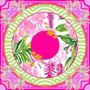 Luxury Pink Dragon American Mahjong Mat Floral Chinoiserie Rubber Anti Slip Table Pad for Professional Home Party 31×31″