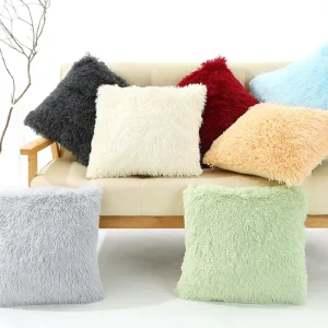 Luxury Plush PV Fleece Cushion Cover Super Soft Reading & Bed Rest Pillow with Plain Polyester Bedding for Home Decor