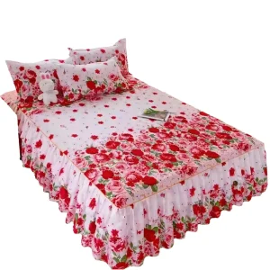 Luxury Polyester Quilt Cover Bed Sheet Green Embroidered Plant Purple Pillowcase Duvet Cover Bedding Set for Home