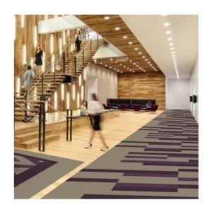 Luxury Premium Quality 100% Nylon66 Carpet Tiles Machine Made Tufted Cut Pile Non Slip Stain Resistant 470g sqm B1 Flame
